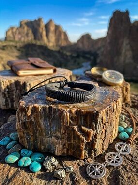 Hand Crafted Black Leather Wrist Bracelet